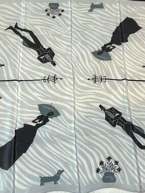 Vintage Soirée Silk Scarf 30" | Hand-Rolled Edges | Victorian, Dachshund Art